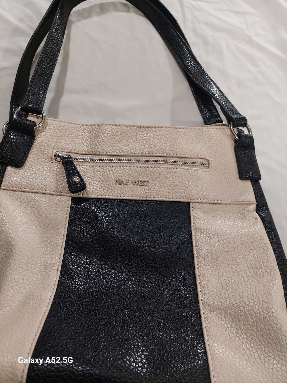 Nine West Black and Cream Colorblock Shoulder Bag